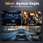 +360 Botslab G980H Pro ADAS Ön Gerçek 4K UHD Arka 2K QHD 170° Geniş Açı Gps+WiFi Araç İçi Kamera + Park Modu - Görsel 9