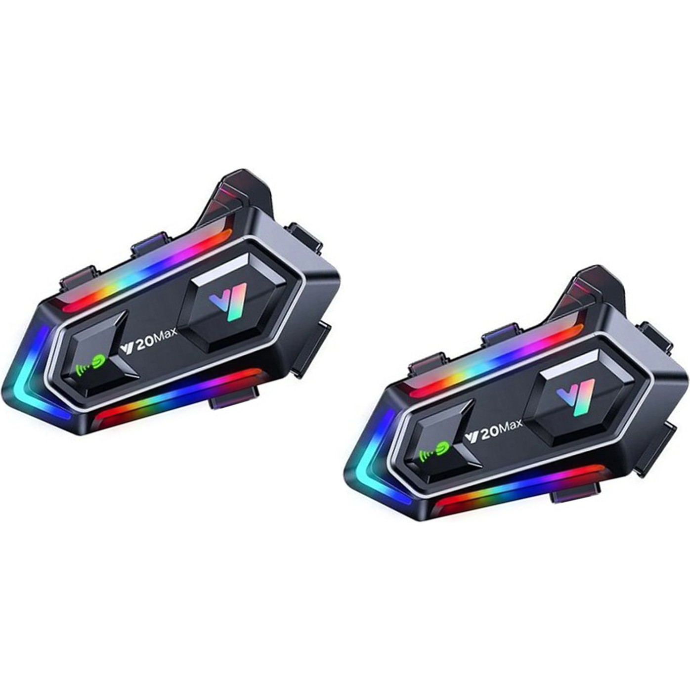 110000949497377.jpg 2 Adet Y20 Max Telsiz Özellikli 5.3 Motosiklet Kask Kulaklık Intercom Işıklı Motorsiklet Interkom - Görsel 1