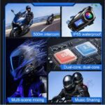 500 mt Intercom 2 Eşleşmeli Kask Kulaklık Su Geçirmez Bluetooth Motosiklet Stereo Mp3 Fm Radyo - Görsel 5
