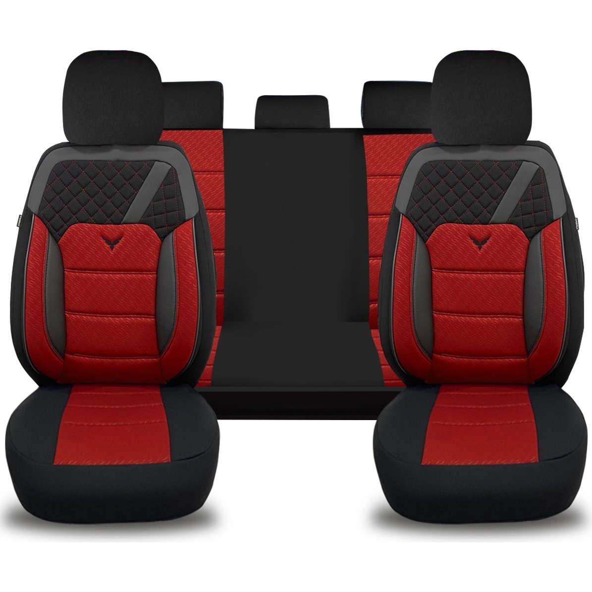 110000961057250.jpg Her Araca Uyumlu Oto Koltuk Kılıfı Tam Set Gofraj / Kırmızı - Görsel 1