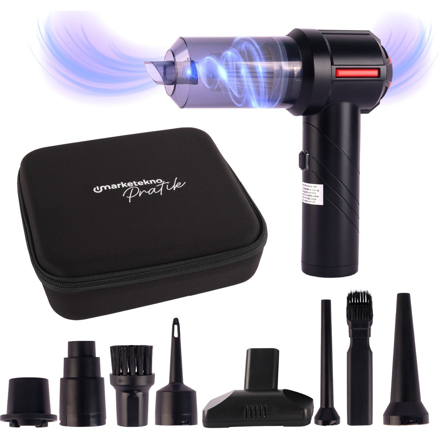 110000968284605.jpg Pratik Şarjlı Süper Güçlü Mini Araç Süpürgesi, Çantalı Taşınabilir Üflemeli El Süpürgesi 15000PA - Görsel 1