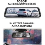 Lenovo V7AHD Siyah 1080P Araç Içi 9.6inç Dokunmatik Dikiz Ayna Gece Görüşü Ön ve Arka Araç Kamerası - Görsel 3