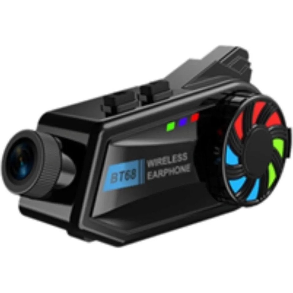 110000981357423.jpg BT68 Kameralı Intercom Motosiklet Bluetooth Kask Kulaklık Ses Kontrolü 1080P Video Kayıt Interkom - Görsel 1