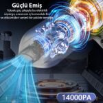 ALLY 14000pa Güçlü Portatif 2 Kademeli Tasinabilir Vakumlu Kablosuz Üflemeli Mini Araç Süpürgesi SW-103 - Görsel 3