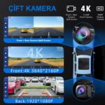 Radoon Yeni Tasarım Kablosuz Carplay Android Auto Uyumlu 4K 10.2 Inç Çift Kameralı Araç Multimedya Ekranı - Görsel 4