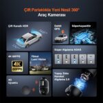 70MAI Dash Cam Omni X800-2 Ultra Hd 4K Çözünürlük Araç Kamerası , 360° Dönebilen 4K Araç Kamerası,çift 4K Ön ve Arka Kamera RC14 ve 128 GB Sd Kart,süper Algılama Adas,aı Hareket Algılama 2.0 Siyah - Görsel 3