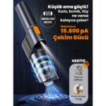 Wrapsol Oto Araç Süpürgesi Katlanabilir Vakumlu Üflemeli Şarjlı Çok Fonksiyonlu Ev Araba Kamp 15000PA Çekim