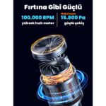 Wrapsol Oto Araç Süpürgesi Katlanabilir Vakumlu Üflemeli Şarjlı Çok Fonksiyonlu Ev Araba Kamp 15000PA Çekim - Görsel 3