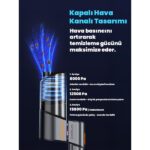 Wrapsol Oto Araç Süpürgesi Katlanabilir Vakumlu Üflemeli Şarjlı Çok Fonksiyonlu Ev Araba Kamp 15000PA Çekim - Görsel 5