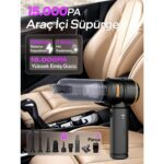 Robeve Güçlü Vakumlu Oto Süpürgesi Elektrik Süpürgesi Şarjlı El Süpürgesi Çok Fonksiyonlu 3 Kademeli Araba Süpürgesi 15000PA Güçlü Oto Süpürge Araç Süpürge Araç Süpürgesi - Görsel 2