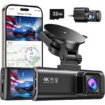 Dash Cam, 4K/1080P Çift Kamera, Wi-Fi, Gps, Gece Görüş, 170° Geniş Açı