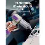 7go Ahv-14 2'si 1 Arada Kablosuz Araç Içi Süpürge Mor | 18000PA Güçlü Vakum + Üfleme | Cam Kırıcı & Kemer Kesici Acil Durum Özellikli - Görsel 2