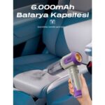 7go Ahv-14 2'si 1 Arada Kablosuz Araç Içi Süpürge Mor | 18000PA Güçlü Vakum + Üfleme | Cam Kırıcı & Kemer Kesici Acil Durum Özellikli - Görsel 4
