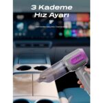 7go Ahv-14 2'si 1 Arada Kablosuz Araç Içi Süpürge Mor | 18000PA Güçlü Vakum + Üfleme | Cam Kırıcı & Kemer Kesici Acil Durum Özellikli - Görsel 5