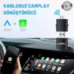 Embatech Araç Içi 2in1 Android ve Apple Cihazlar Için Kablosuz Android Auto ve Carplay Adaptörü (EMT-006)