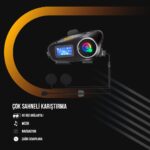 Always Teknoloji 2 Adet Q58-MAX Radyolu Telsiz Özellikli 2 Kişi Bağlantılı Bluetooth Kask Kulaklık Ekranlı Fenerli Müzik ve Intercom - Görsel 2