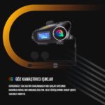 Always Teknoloji 2 Adet Q58-MAX Radyolu Telsiz Özellikli 2 Kişi Bağlantılı Bluetooth Kask Kulaklık Ekranlı Fenerli Müzik ve Intercom - Görsel 3