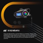 Always Teknoloji 2 Adet Q58-MAX Radyolu Telsiz Özellikli 2 Kişi Bağlantılı Bluetooth Kask Kulaklık Ekranlı Fenerli Müzik ve Intercom - Görsel 7