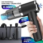 Enkado 12000PA Güçlü Vakum 2in1 Kablosuz Taşınabilir Şarjlı Araç Süpürgesi ve Hava Üfleyici 2 Kademeli Mini Araç Içi Süpürge