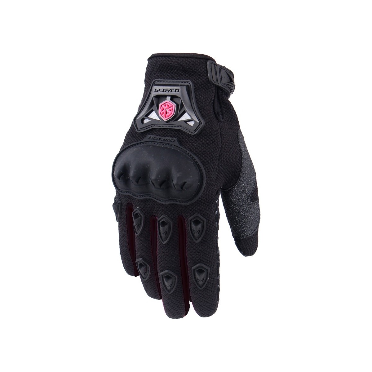 110000688158268.jpg Motoanl Motosiklet Kadın Eldiveni Sert Plastik Full Koruma Kaydırmaz Kumaş Womeni Motor Eldiven Black - Görsel 1