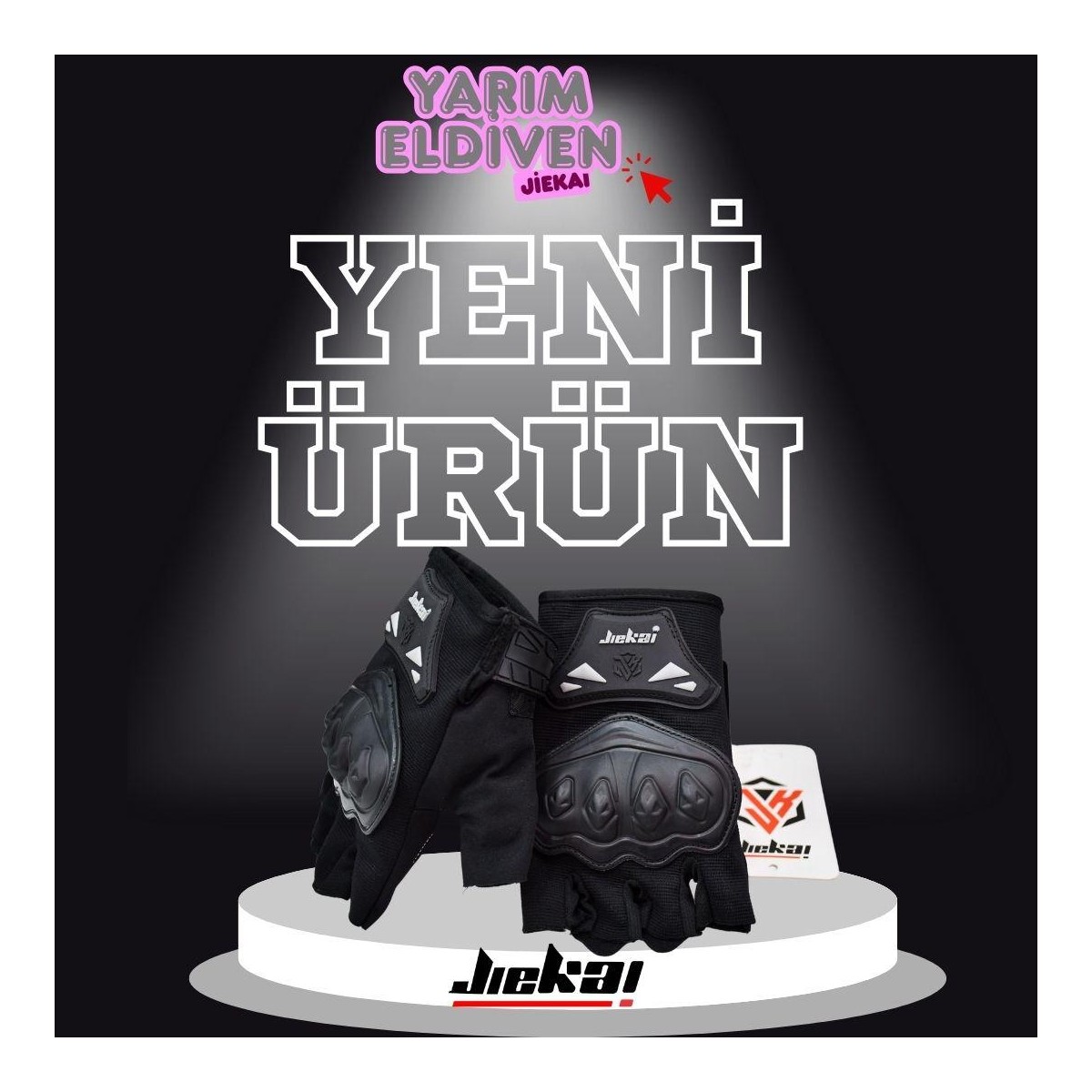 110001059452356.jpg Jiekai Jk-Yx Yarım Eldiven Korumalı * Siyah *tam Kalıp - Görsel 1