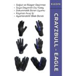 Motokit Crayzbull Eagle Mor Su ve Rüzgar Geçirmez Kışlık Kadın Motosiklet Eldiveni