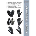 Motokit Crayzbull Eagle Gri Su ve Rüzgar Geçirmez Kışlık Kadın Motosiklet Eldiveni