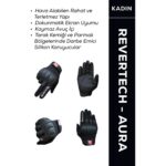 Motokit Revertech Aura Siyah - Dokunmatik Ekran Uyumlu Motosiklet Eldiveni (Kadın)