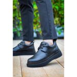 Evyora Kb-X3  Kuback Siyah Cilt Siyah Taban Bağcıklı  Günlük Erkek  Ayakkabı