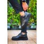 Evyora Kb-X3  Kuback Siyah Cilt Siyah Taban Bağcıklı  Günlük Erkek  Ayakkabı - Görsel 3