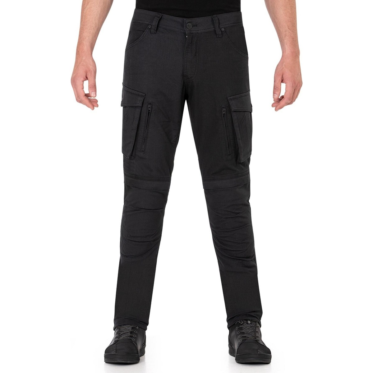 110001270693300.jpg The Biker Jeans Thebikerjeans Truva Cargo Black Korumalı Motosiklet Pantolonu Erkek - Görsel 1